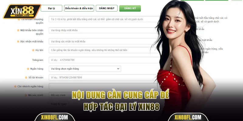 Nội dung cần cung cấp để hợp tác đại lý Xin88